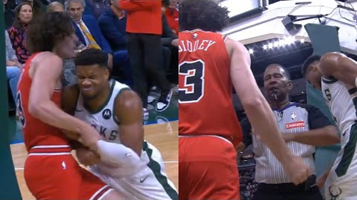 Giannis Antetokounmpo shoves Josh Giddey after foul and gets tech 😳