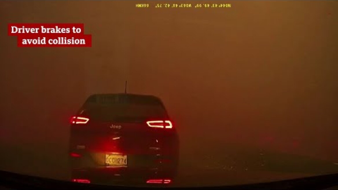 Canada wildfires: Dashcam captures drama of driving through it