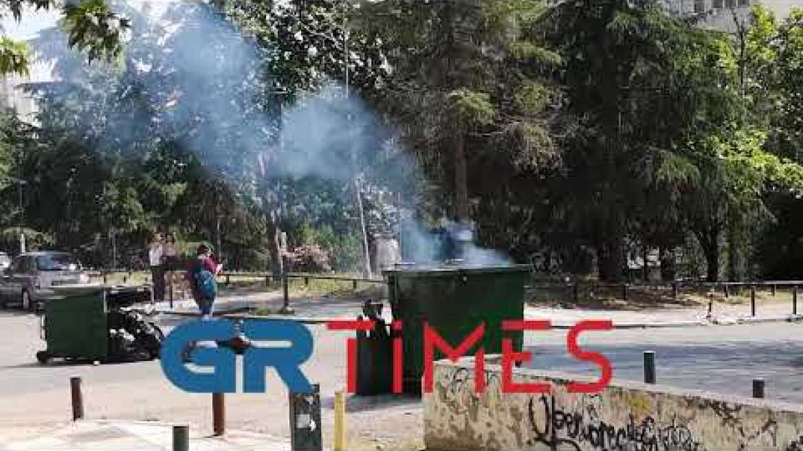 Φωτιά σε κάδο στο ΑΠΘaa