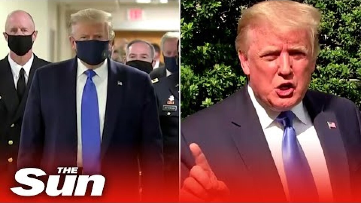 Donald Trump wears mask in public for the first time and defends Stone decision