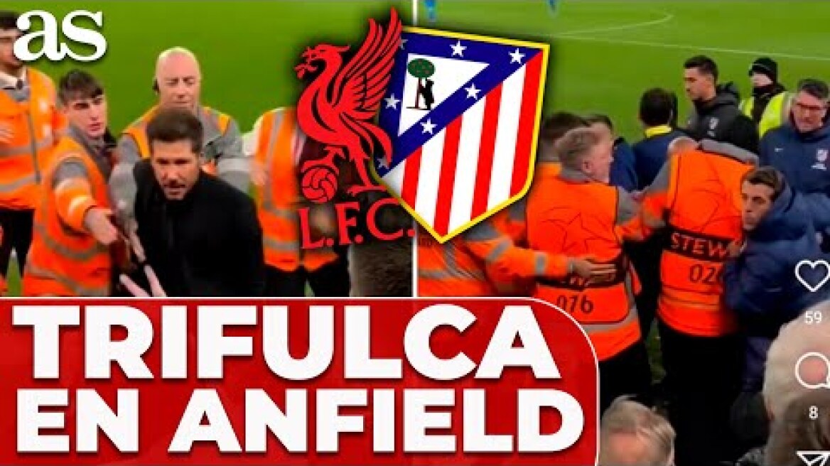 NUEVA TOMA de la BRONCA de SIMEONE con un AFICIONADO del LIVERPOOL en ANFIELD revela un GESTO FEO