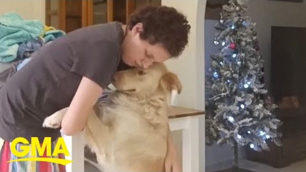 Emotional support dog comforts owner suffering panic attack | GMA Digital