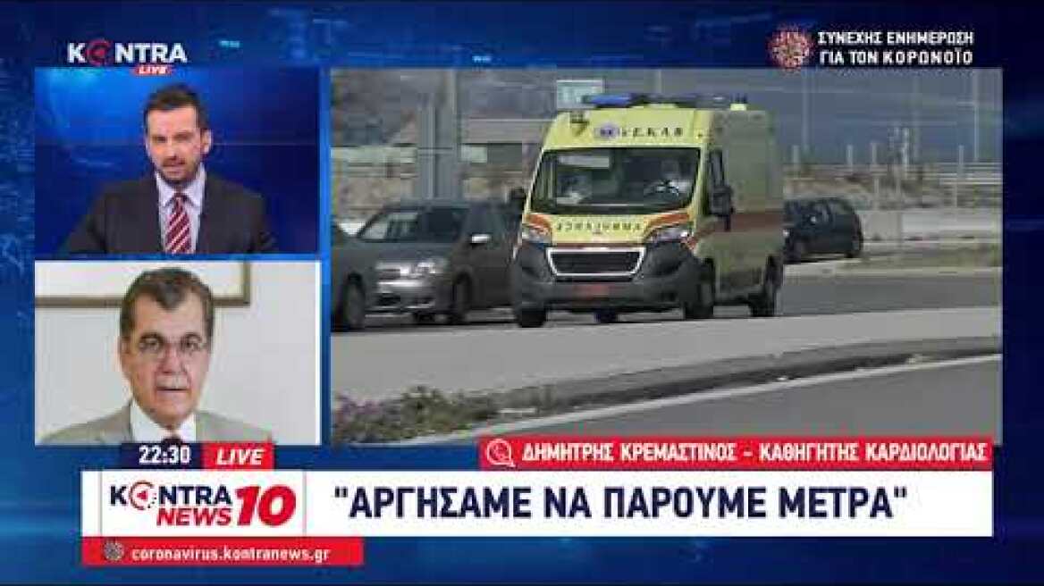 Δημήτρης Κρεμαστινός καθηγητής Καρδιολογίας: "Αργήσαμε να πάρουμε μέτρα" Kontra News 10