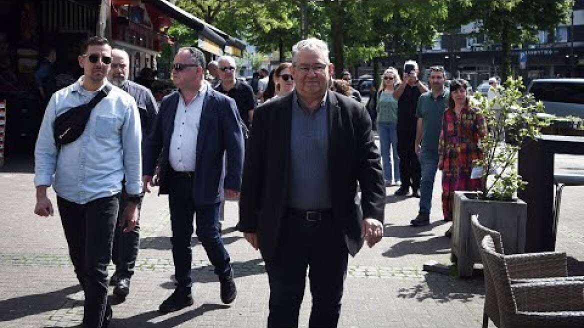 Επίσκεψη του Δ. Κουτσούμπα σε ελληνικά μαγαζιά στο Βούπερταλ