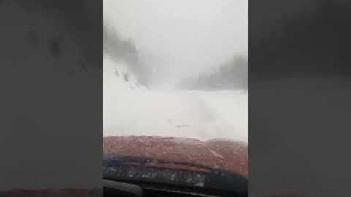 Έντονη χιονόπτωση στην Εύβοια