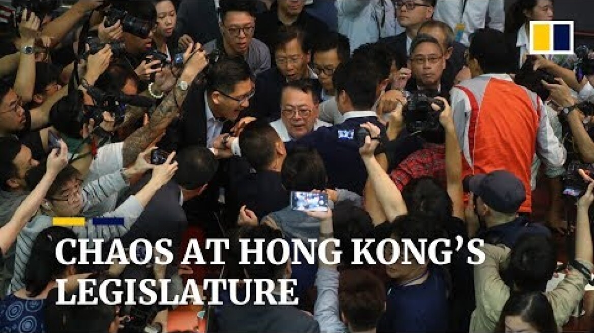 Hong Kong extradition bill battle descends into chaos, leaving lawmaker injured