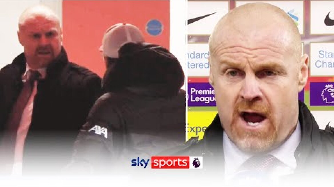 Sean Dyche reacts to his heated clash with Jurgen Klopp at half-time