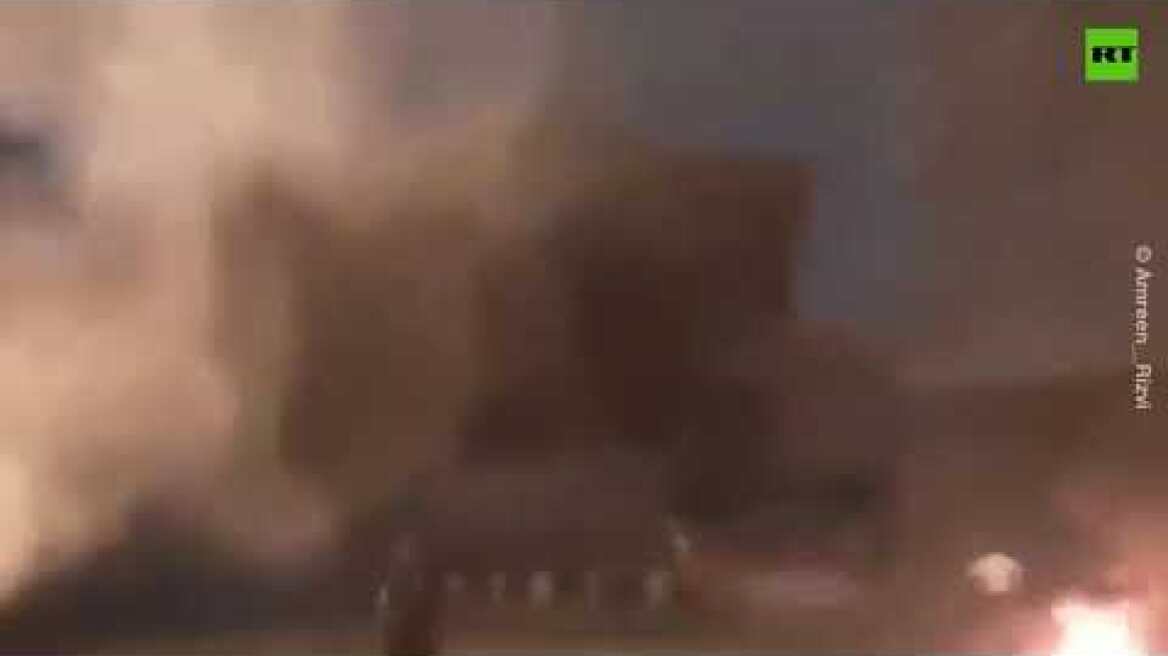 Immediate aftermath of missile attack in Iraq that killed Iranian Quds Force commander Soleimani