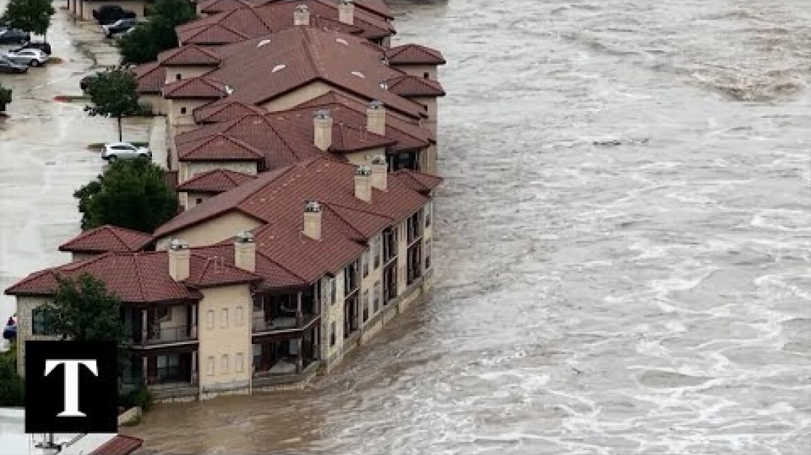 Drone Footage Shows Texas Flash Flooding