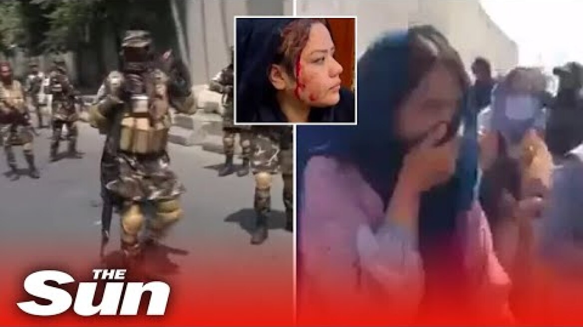 Taliban armed with assault rifles ‘tear gas & beat bloody women’s rights protesters' in Kabul