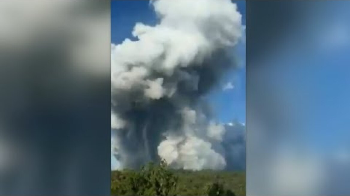 Volcano erupts near Indonesia's third-biggest city