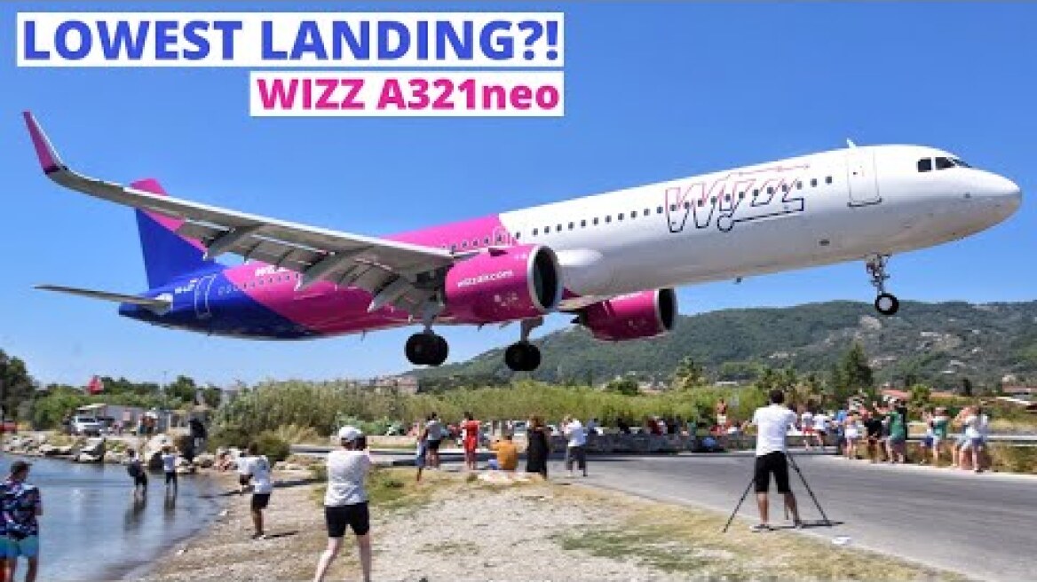 NEW LOWEST LANDING? Wizzair Airbus A321neo Landing at Skiathos Airport | JSI Plane Spotting [4K]