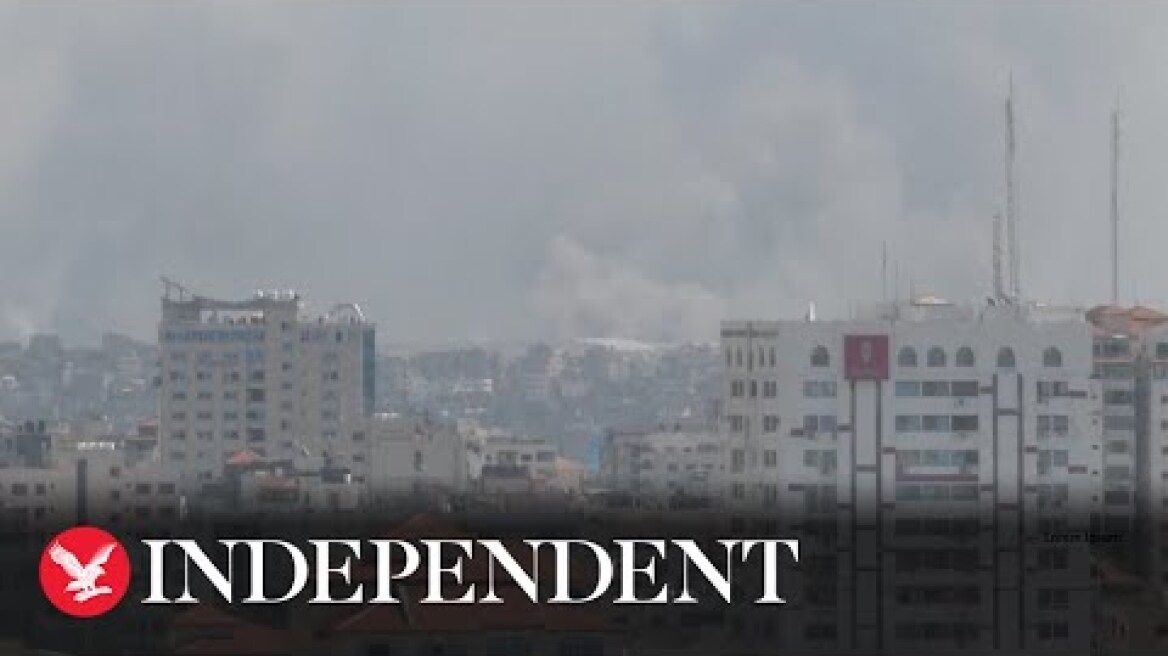 Live: View of Gaza skyline after barrage of rockets launched into Israel