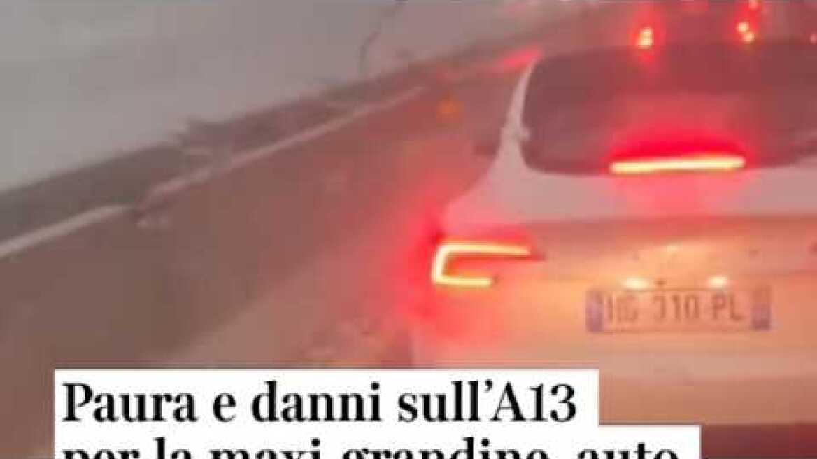 Paura e danni sull'A13 per la maxi grandine, auto distrutte e feriti: «Sembrava un bombardamento»