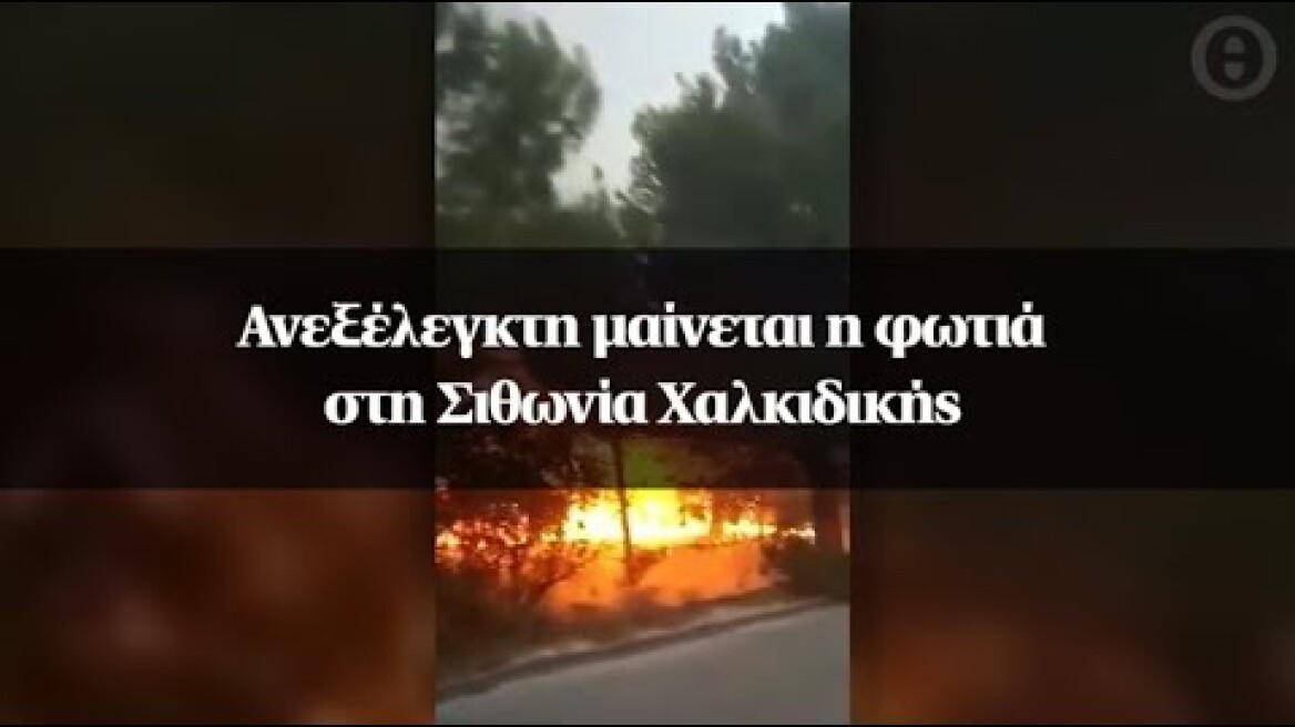 Ανεξέλεγκτη μαίνεται η φωτιά στη Σιθωνία Χαλκιδικής