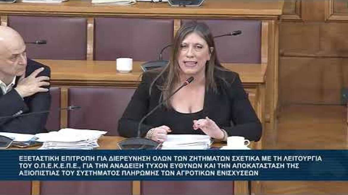 «Έχω καταθέσει μήνυση»: Νέα επεισοδιακή εμφάνιση της Κωνσταντοπούλου στην εξεταστική για τον ΟΠΕΚΕΠΕ