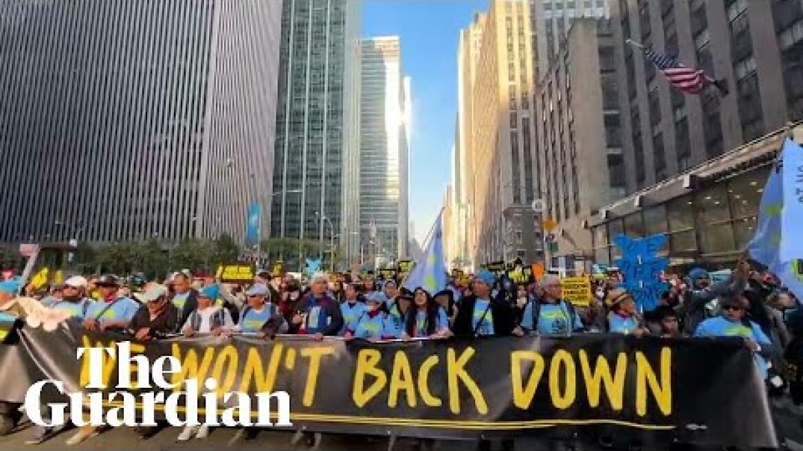 'We're not leaving': protests against Trump in New York and Washington DC