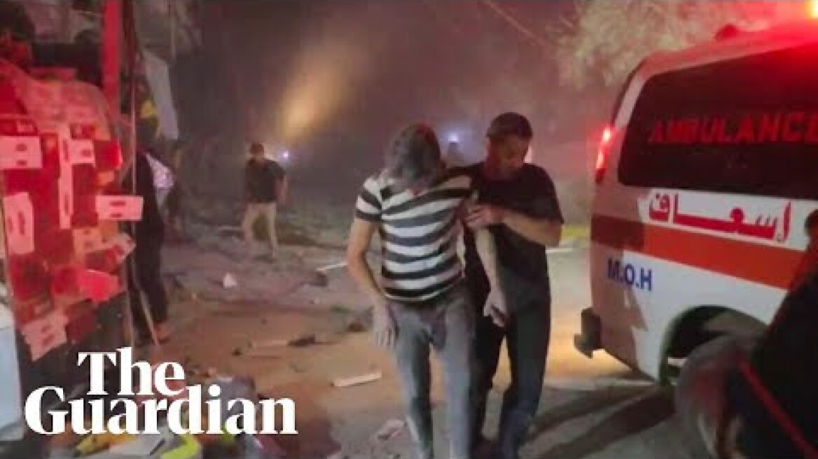 Moment airstrike hits Palestinian rescue workers evacuating people in northern Gaza