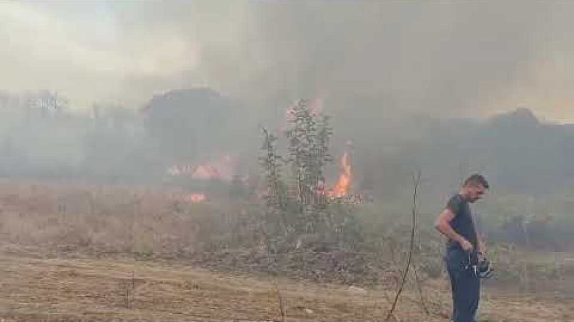 Λευκίμμη Έβρου: Με τα κλαδιά οι εθελοντές - κάτοικοι προσπαθούν να σβήσουν τις φλόγες (2)