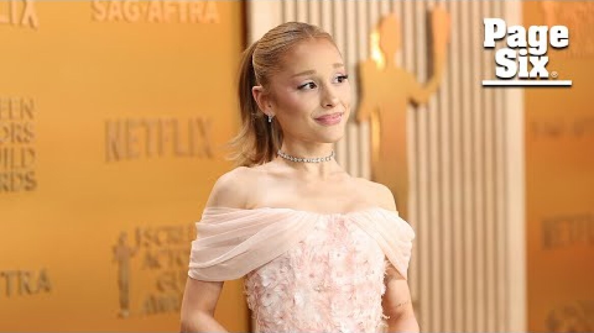 Ariana Grande is perfectly pink in floral SAG Awards 2025 red carpet gown