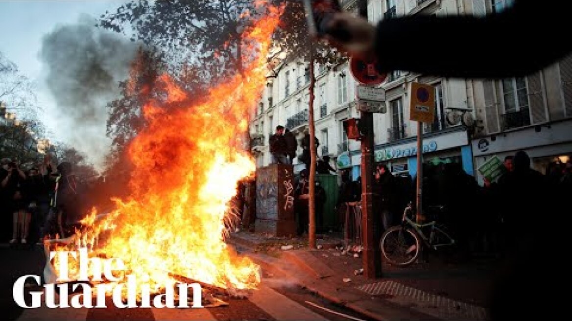 Protesters launch fireworks at police in Paris
