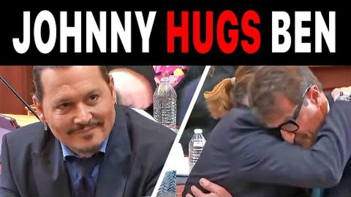 Johnny Depp HUGS Ben Chew Depp after he CHOKES UP at the end of Amber Heard closing arguments