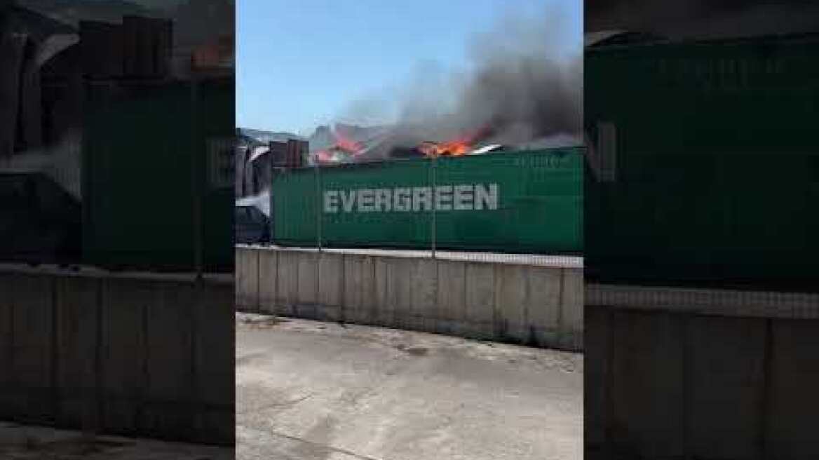 Μεγάλη φωτιά σε εργοστάσιο με πλαστικά στη Ριτσώνα (3)