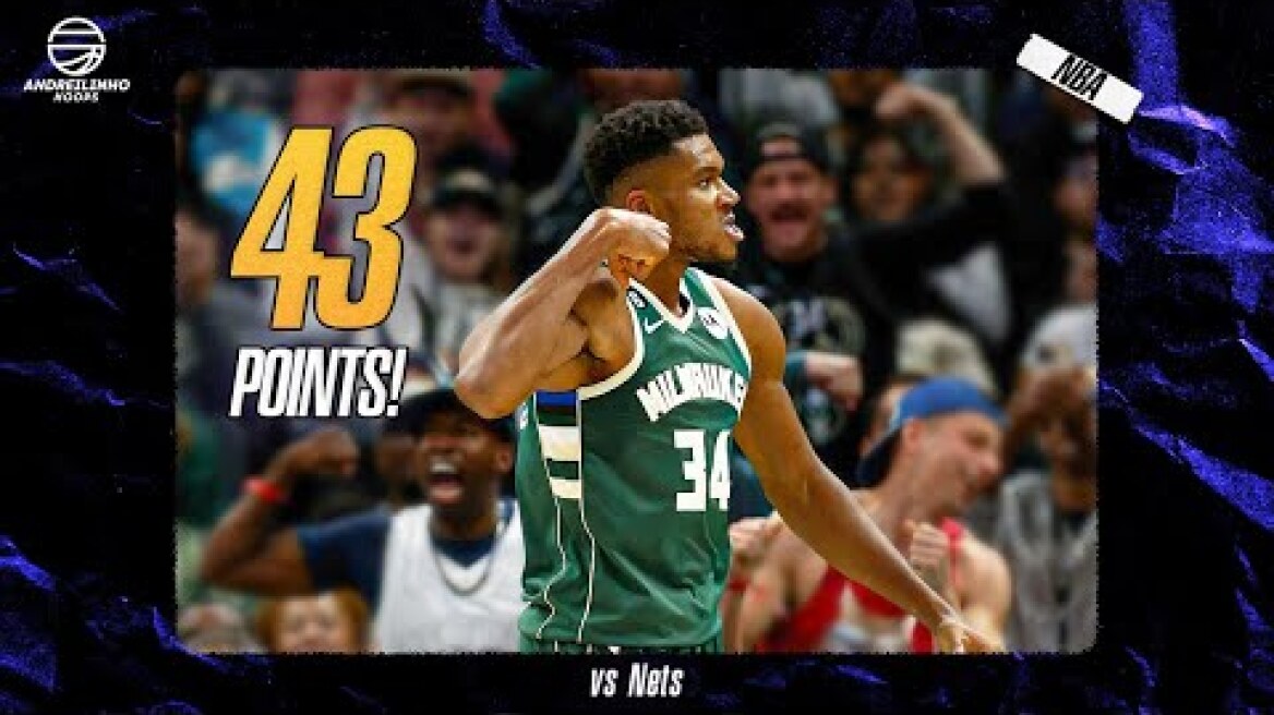 Giannis Antetokounmpo 43 POINTS vs Nets! ● Full Highlights ● 26.10.22 ● 1080P 60 FPS