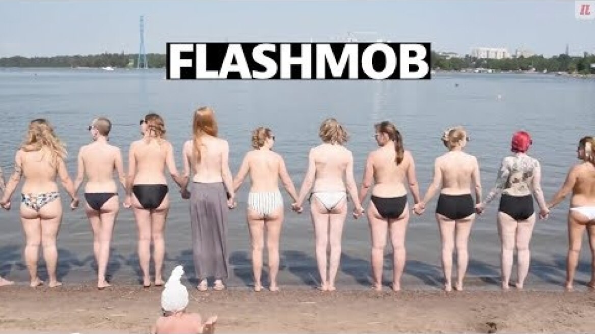 Tissiflashmob: Kymmenet naiset riisuivat yläosansa ja juoksivat veteen | Iltalehti