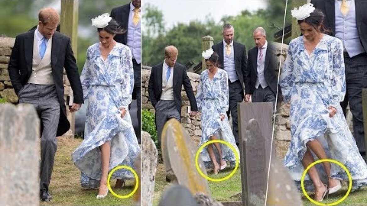 Meghan Markle Stumble In A White Heels But Prince Harry Keeps His Grip As She Attend The Wedding