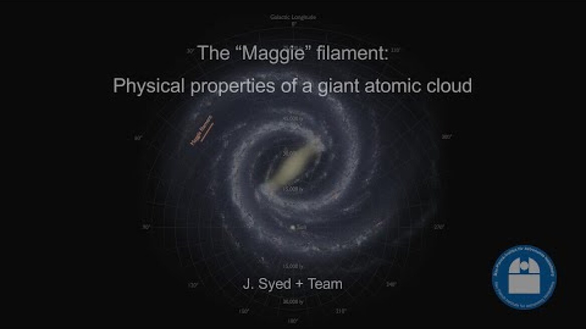 The “Maggie” filament: Physical properties of a giant atomic cloud