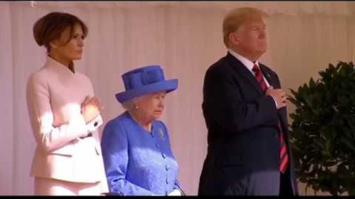 President Trump Meets With Queen Elizabeth - MAJESTIC Welcome Ceremony, Windsor Castle July 13, 2018