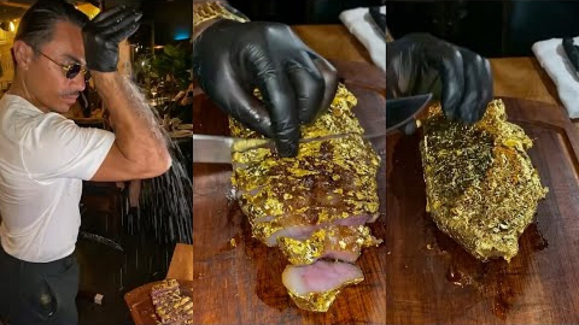 Salt Bae Loves Gold Steaks!