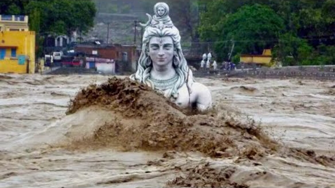 Worst flood in India! Statue of the deity Shiva went under water in Rishikesh