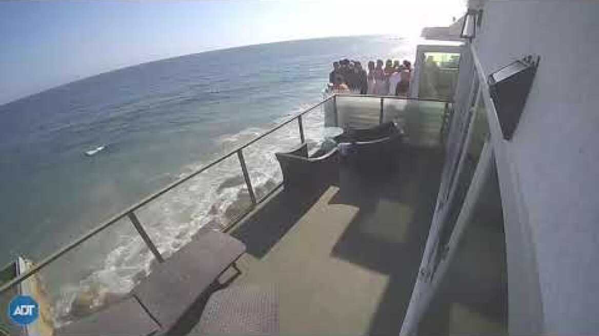 Terrifying Moment Packed Balcony Collapses in Malibu
