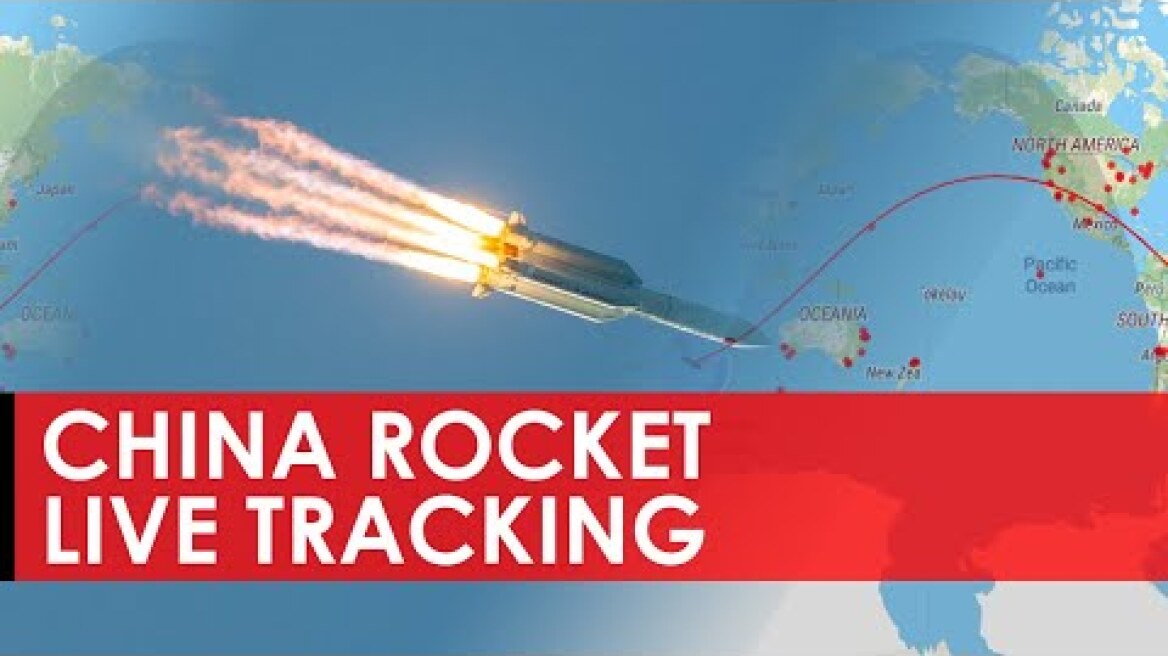 Out of control China rocket live tracking Long March 5B Rocket debris | تتبع مسار الصاروخ الصيني