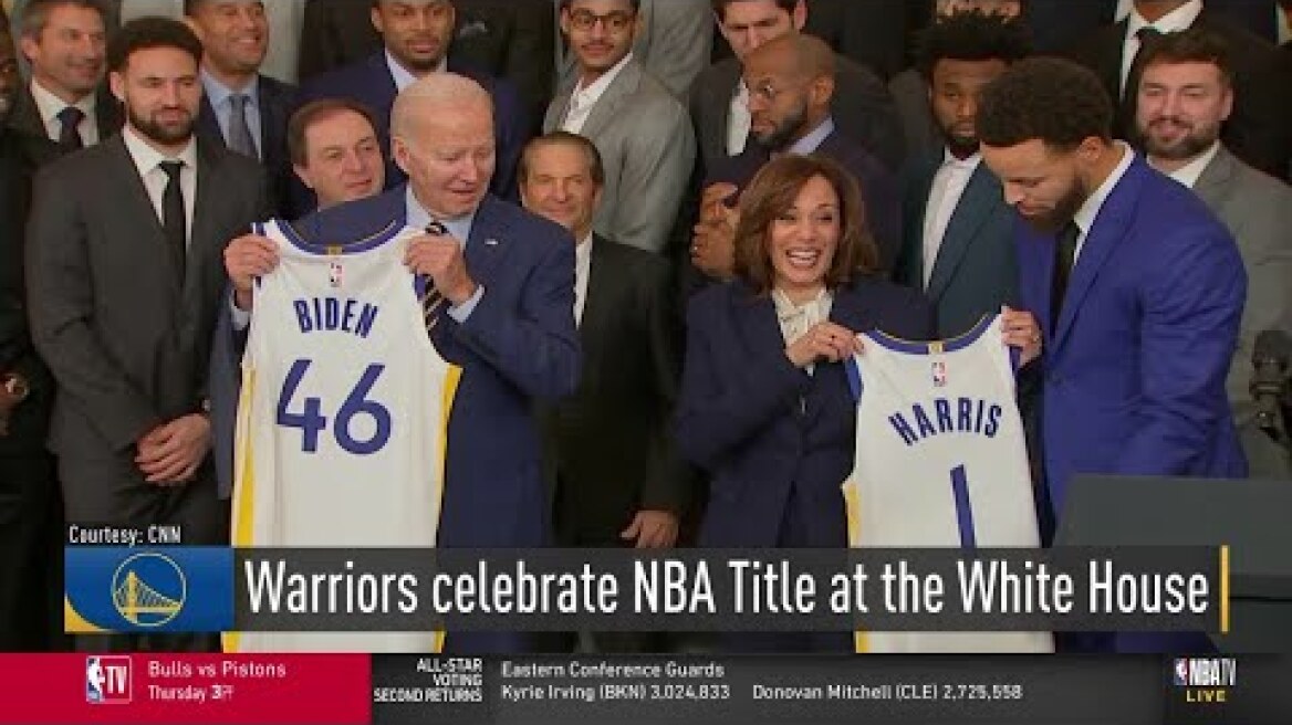 Warriors celebrate NBA Title with President Joe Biden at the White House