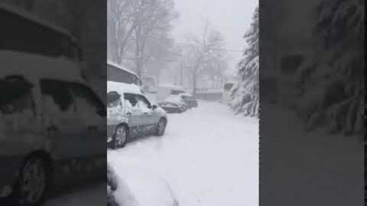 Ώρες ταλαιπωρίας για εγκλωβισμένους στο χιόνι σε λεωφορεία και αυτοκίνητα στο Στόμιο