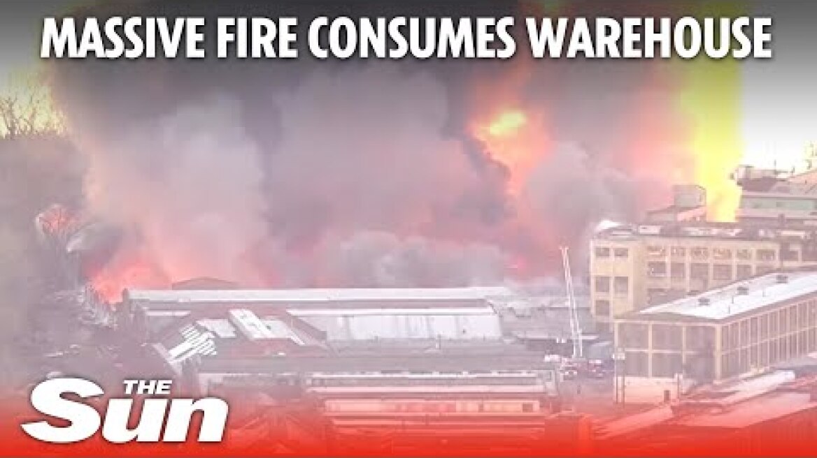 Massive fire engulfs New Jersey warehouse