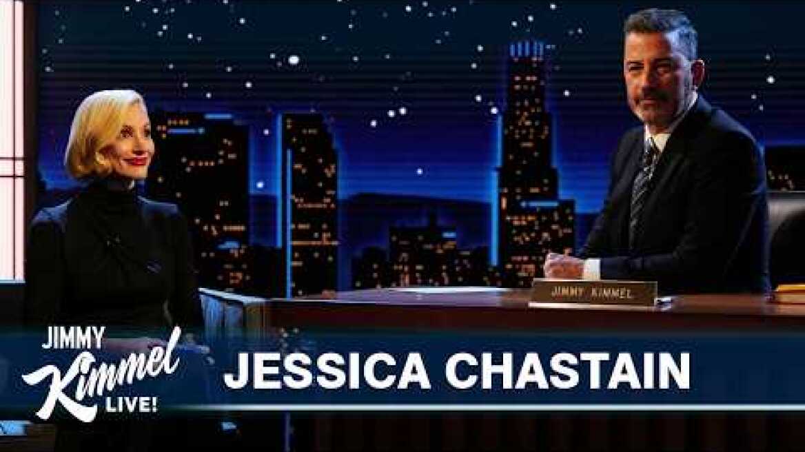 Jessica Chastain Teaches Jimmy Kimmel How to Do the Other Mommy Creepy Smile