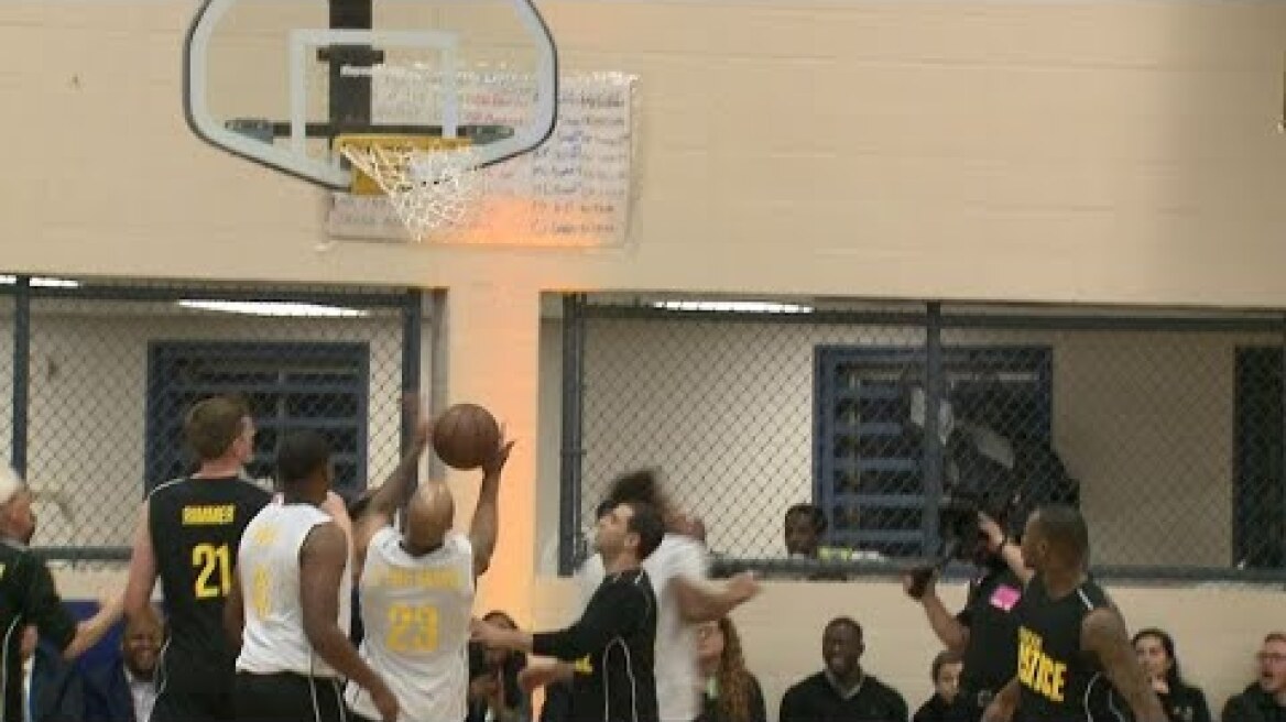 Bucks, state leaders take part in basketball game at Racine Correctional Institution