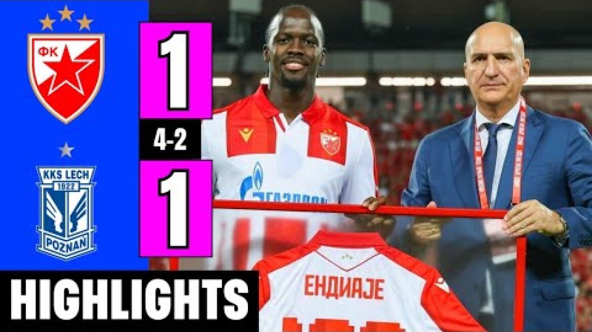 Crvena zvezda vs Lech Poznań 1-1 (Agg. 4-2) Highlights | Rodrigao Red Card | UCL 2025/26 Qualifiers
