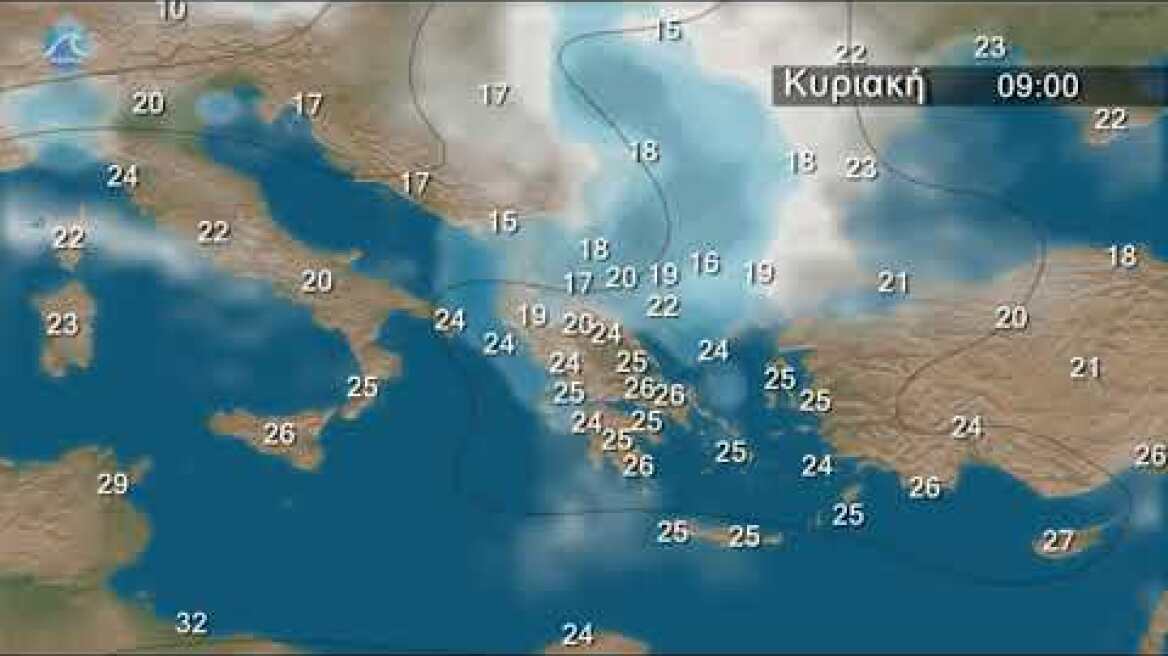 Η εβδομαδιαία πρόγνωση καιρού  από 12 Iουλίου 2019