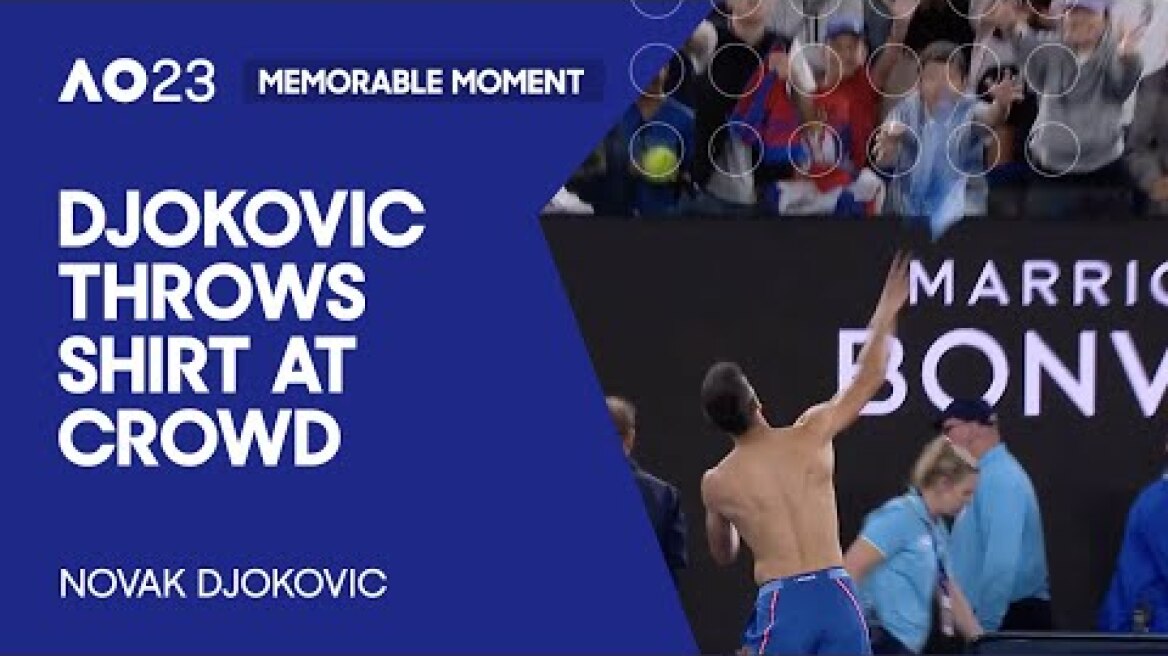 Novak Djokovic Rips Off Shirt and Throws to Crowd | Australian Open 2023