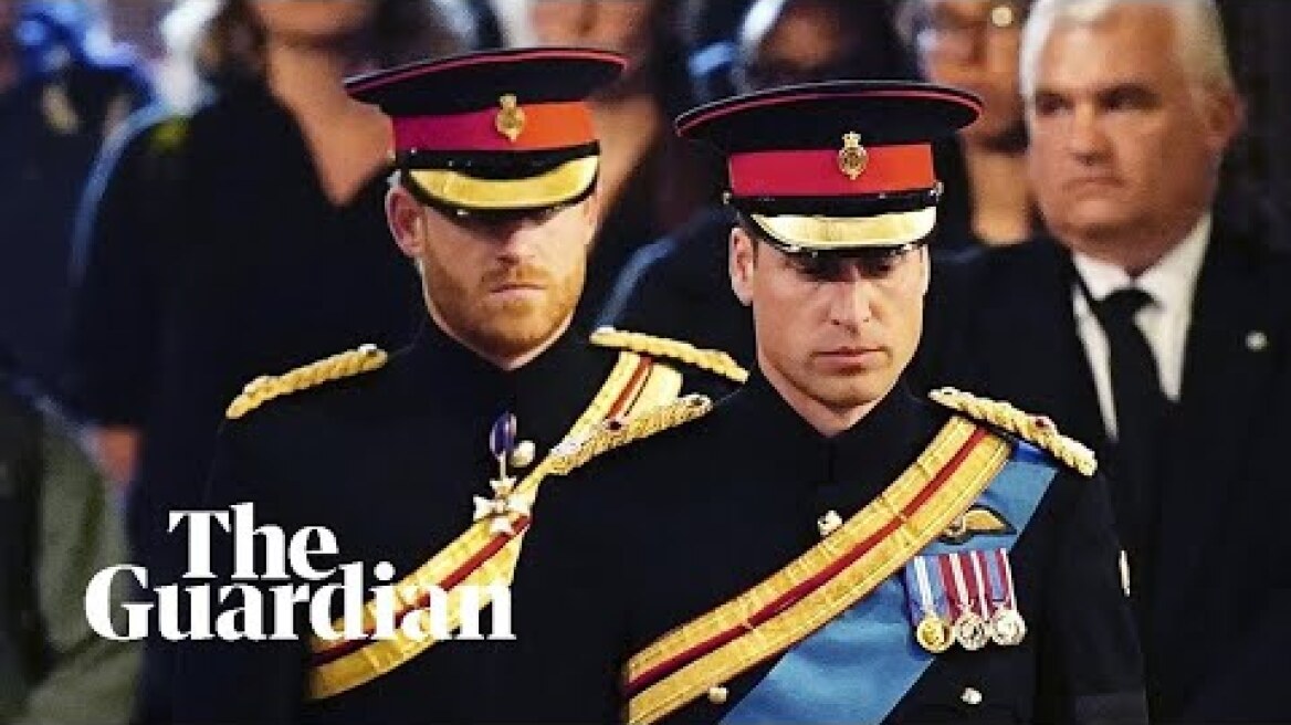 The Queen's grandchildren hold silent vigil around coffin