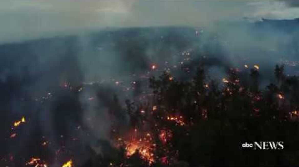 Drone Captures Destruction of Kilauea Lava Flow