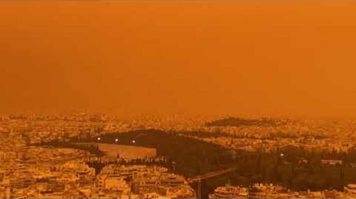 Αποπνικτική ατμόσφαιρα από την αφρικανική σκόνη στην Αθήνα (3)