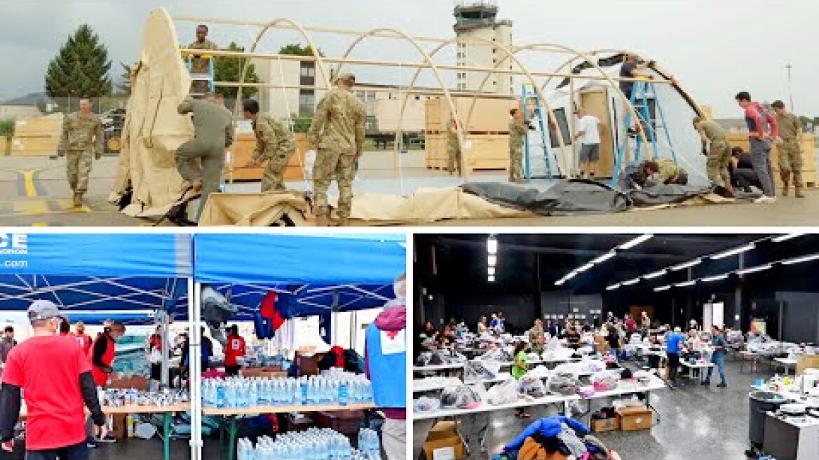 Afghan Evacuation Builds Pods Operations Allies Refuge at Ramstein Air Base, Germany, Aug. 21, 2021.