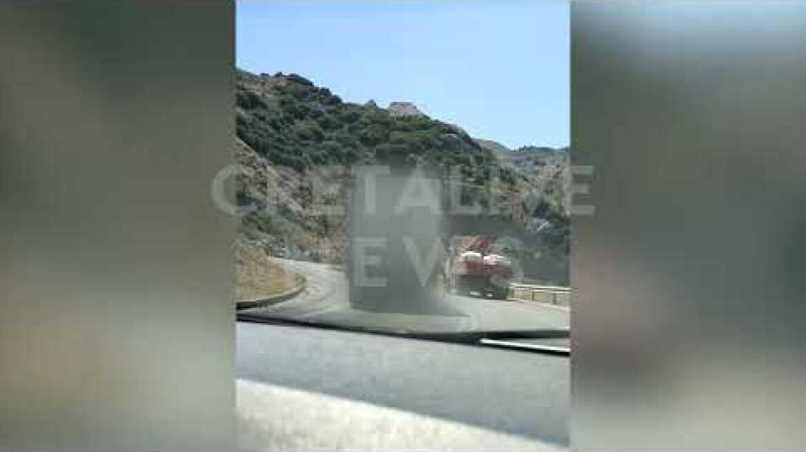 Ηράκλειο: Νταλίκα κάνει παράνομη προσπέραση πάνω σε στροφή