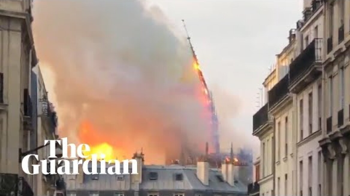 Notre Dame spire collapses in Paris cathedral fire